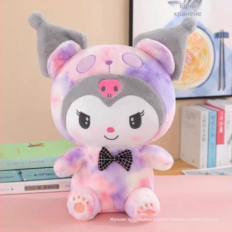 Sanrio Tie-Dye серия: цветни променящи образа плюшени кукли Panda, Cinnamoroll и Kuromi