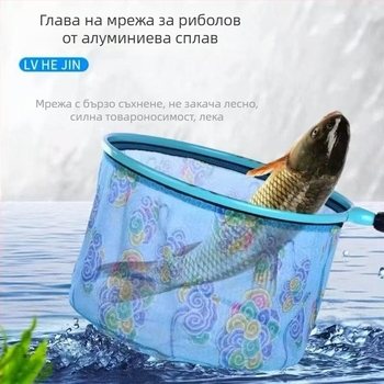 Алуминиев сплав глава за риболовна мрежа за състезателен мухарски риболов, бързосъхнеща, против закачане