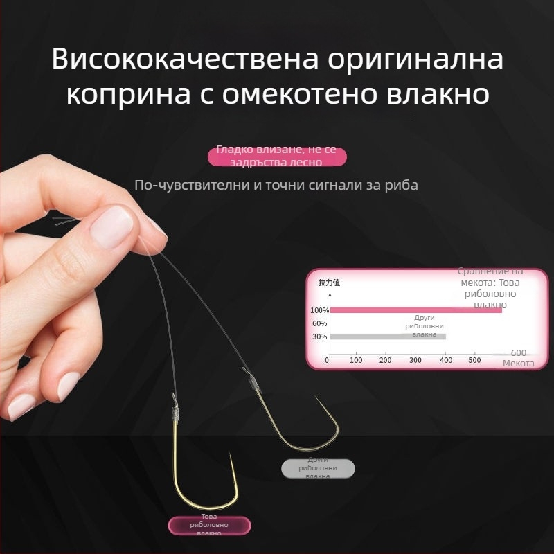 Ультра-къс 15 см лидер с двойна кука, готов комплект риболовни куки, антизаплитане, златен маншон