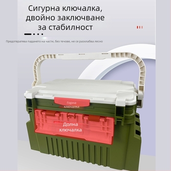 Мултифункционална преносима кутия за риболов с държач за въдица – комплект за морски риболов за начинаещи с пълен набор аксесоари за съхранение