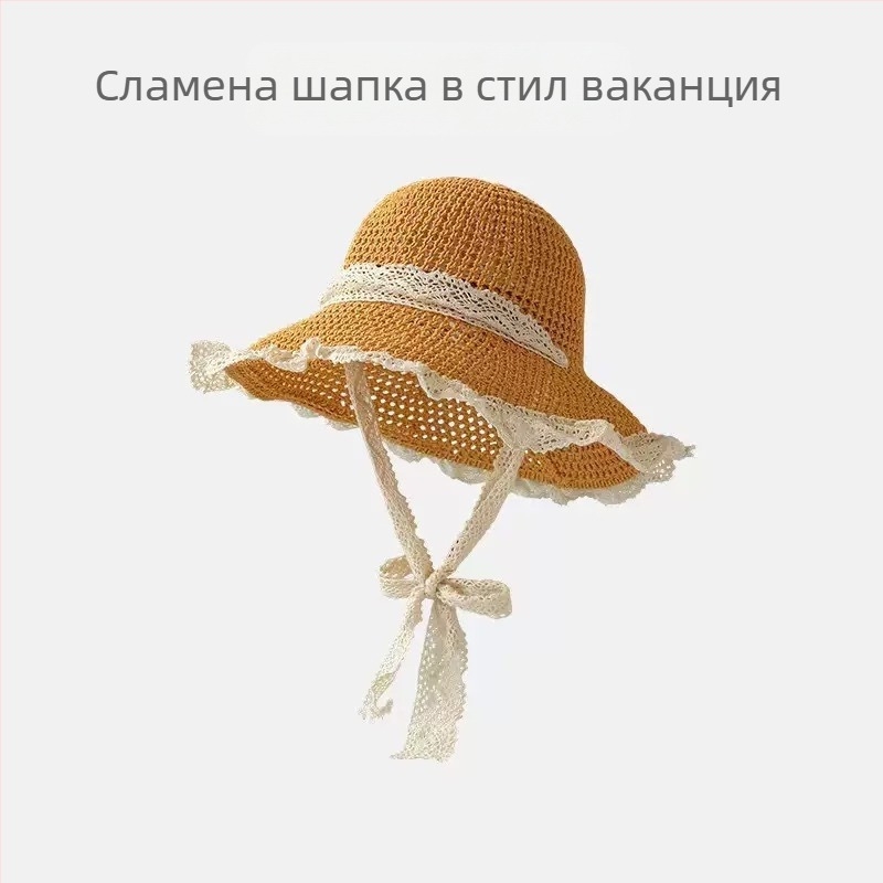 Лятна детска шапка за слънце с широка периферия, дишаща в стил bucket