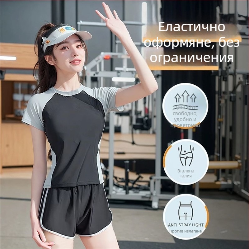 Дамски спортен комплект с бързосъхнеща материя за бягане, бадминтон и йога – летно облекло за сутрешни тренировки
