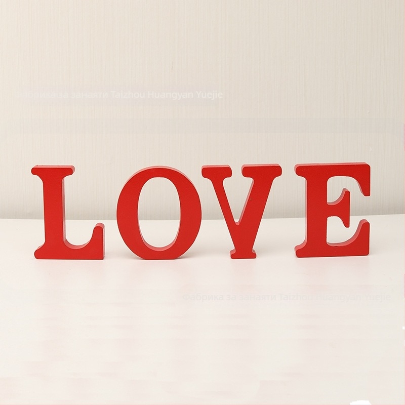 Дървена сърцевидна украса с надпис Love — за Свети Валентин, сватби и партита, DIY подарък