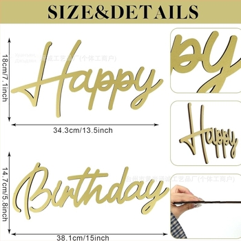 Дървена плочка за рожден ден с надпис Happy Birthday – фон за парти декор, дървено оформление