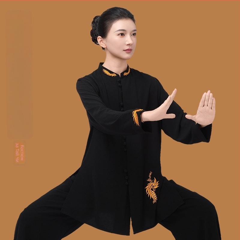 Тай Чи костюм за жени, удължена версия, тренировъчен комплект Eight-Section Brocade