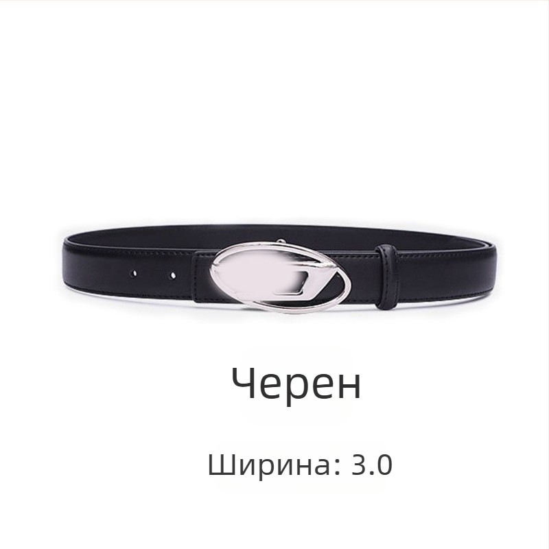 Дамски колан в корейски стил с D катарама, черен, висококачествен дизайн, подходящ за дънки