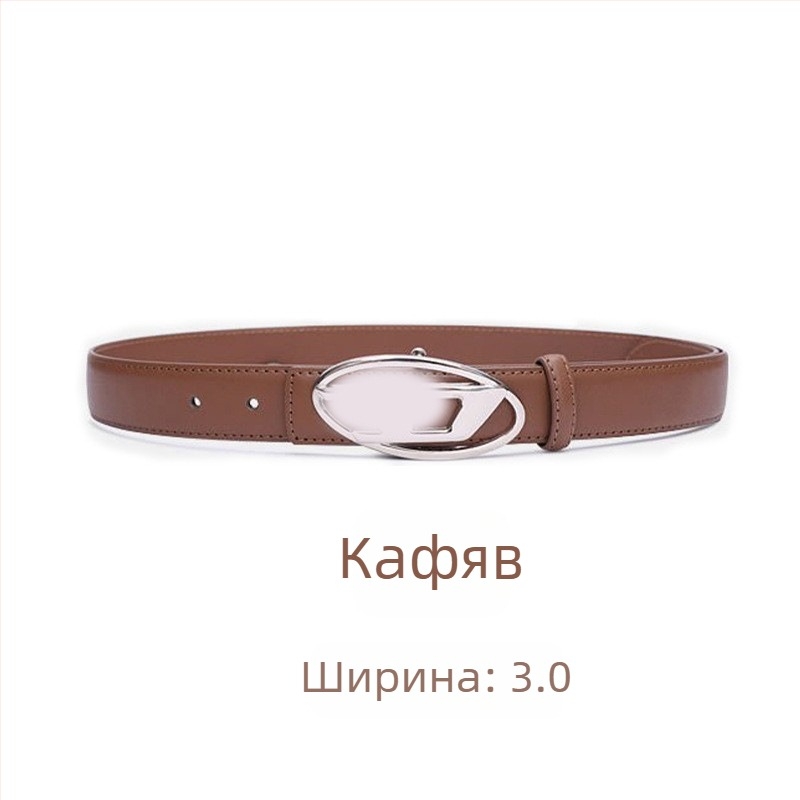 Дамски колан в корейски стил с D катарама, черен, висококачествен дизайн, подходящ за дънки
