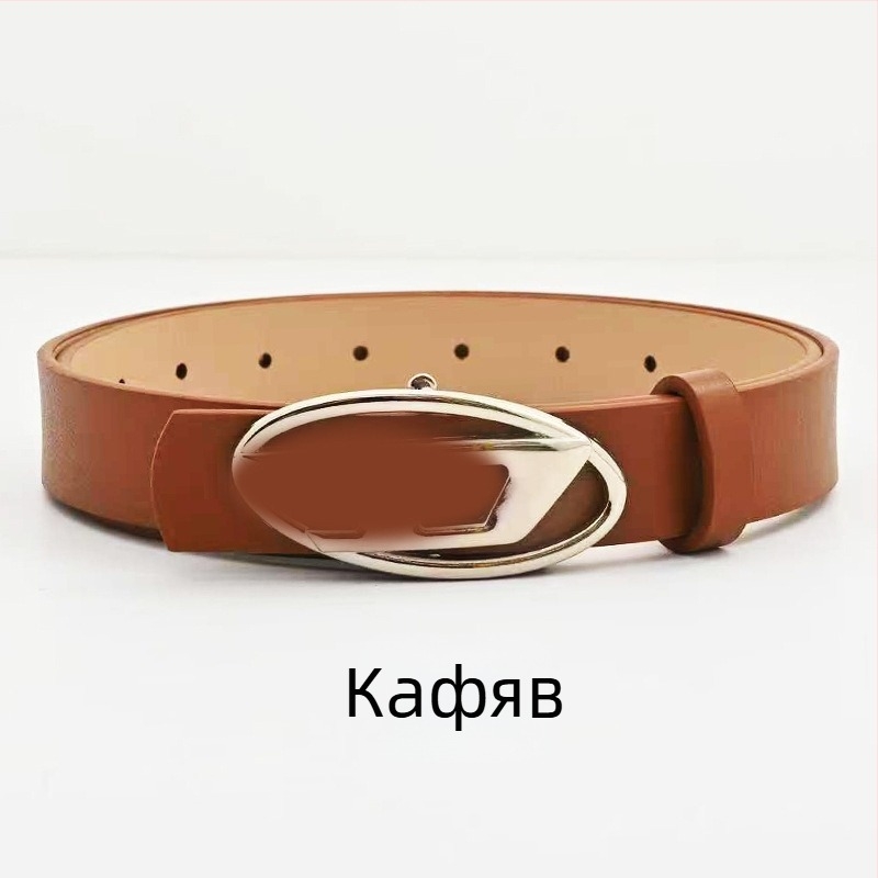Дамски колан в корейски стил с D катарама, черен, висококачествен дизайн, подходящ за дънки