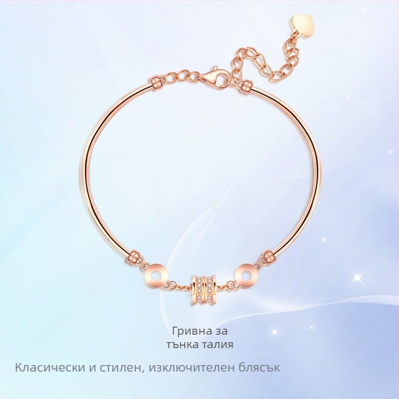 Гривна S925 във Ferris Wheel стил, дамска минималистична луксозна бижутерия, диамантен акцент