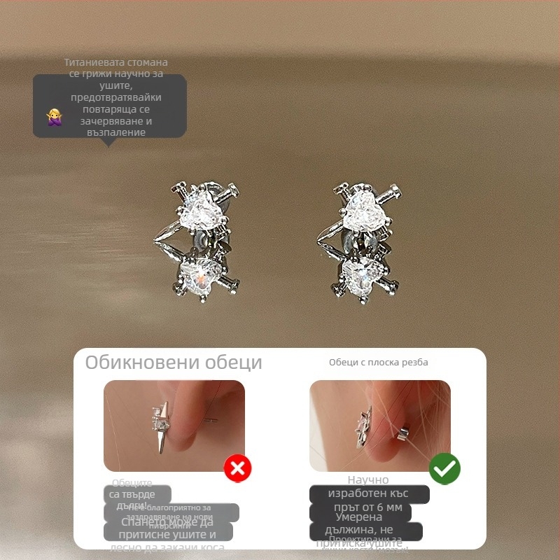 Ringring магазин титанови стоманени обеци с циркон за мъже