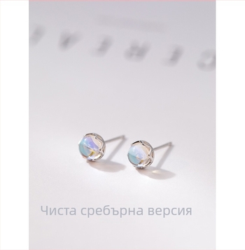 Овеци с лунен камък в S925 стерлингово сребро, спирални обици, унисекс, минималистичен дизайн