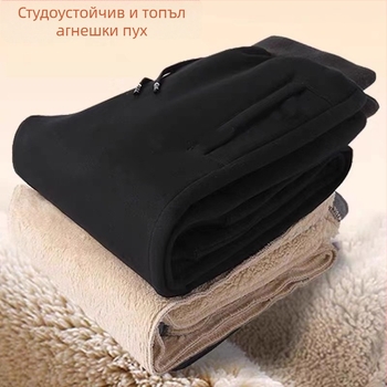 Мъжки дълги спортни панталони с флийсова подплата за зимата 2025, еластични, ежедневни джогъри