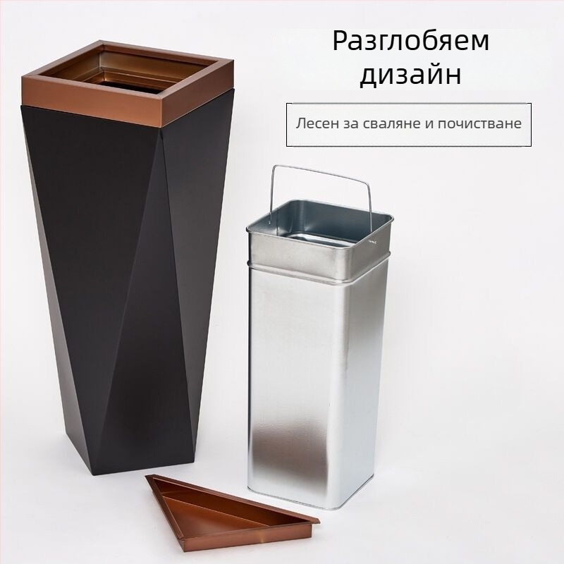 Самостоятелен кош за отпадъци от неръждаема стомана за хотелски хол, зона на асансьора и коридор, KTV и мол; голям капацитет