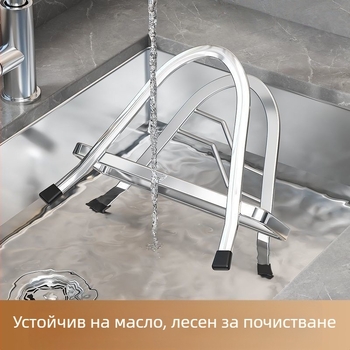 Разширяващ се държач за дъски за рязане от неръждаема стомана, държач за капаци, триъгълен кухненски органайзер за съхранение
