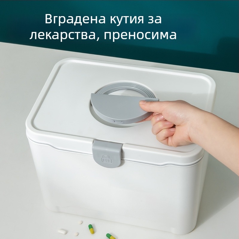Домашна медицинска аптечка с голям капацитет и комплект за първа помощ