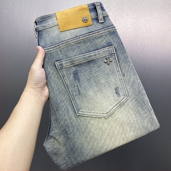 Мъжки дънки в винтидж синьо с еластичност – Slim Straight, casual ежедневни, пролет-лято 2026
