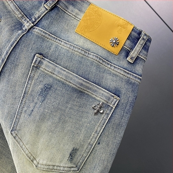 Мъжки дънки в винтидж синьо с еластичност – Slim Straight, casual ежедневни, пролет-лято 2026