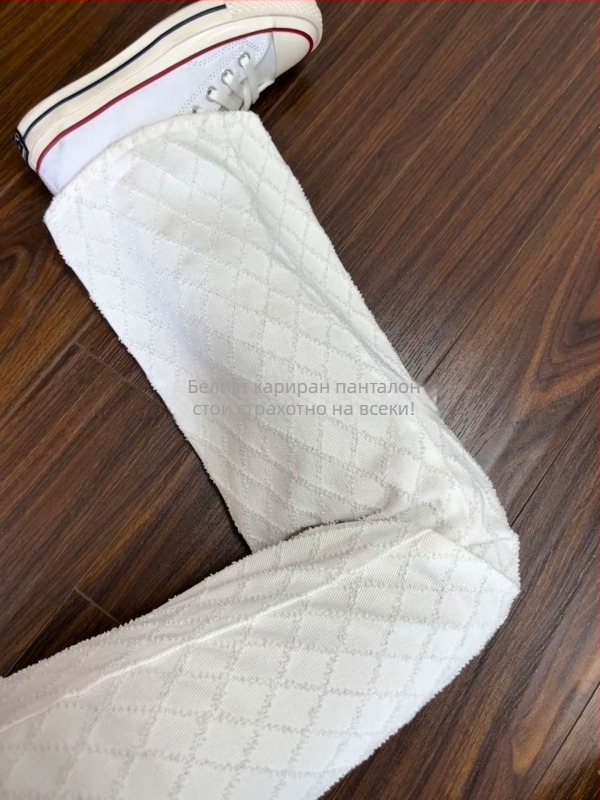 Cleanfit бели дънки за мъже с диамантено жакардово тъкане, есенен дизайн, деним, прав крак с лек клеш