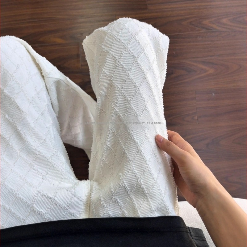 Cleanfit бели дънки за мъже с диамантено жакардово тъкане, есенен дизайн, деним, прав крак с лек клеш