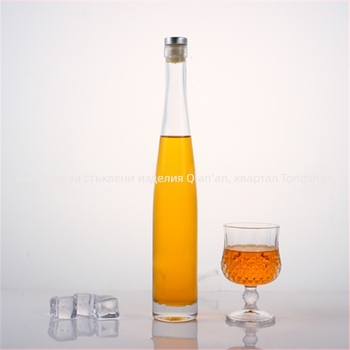 Стъклена бутилка с вместимост 375 ml и 500 ml за вино, плодово вино, оцет, напитки и олио – флорален дизайн