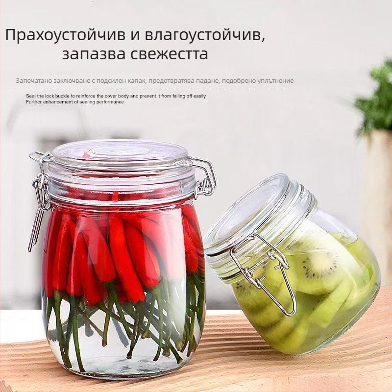 Затворени стъклени буркани за съхранение, хранителни контейнери, съхранение на захар