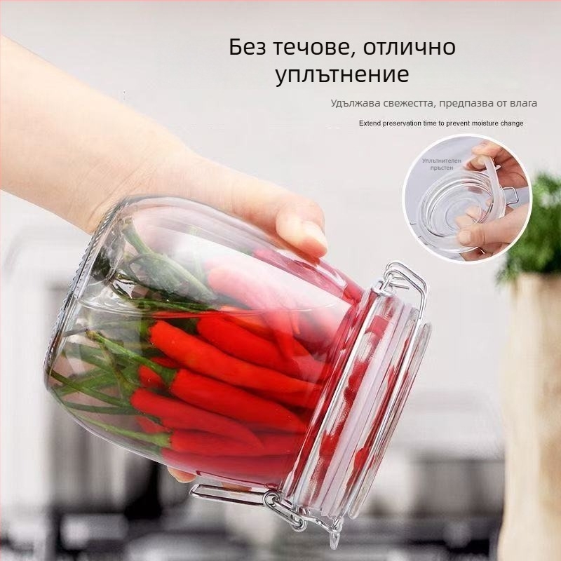 Затворени стъклени буркани за съхранение, хранителни контейнери, съхранение на захар