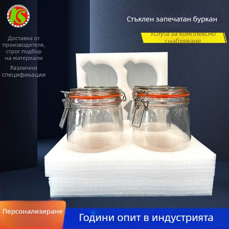 Стъклен буркан със щракващ капак, 500 ml, за конфитюр, кисели зеленчуци и ферментация