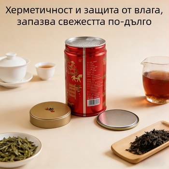 Кръгла кутия за чай от цинкова ламарина, герметично затворена и влагозащитена, печат на лого, персонализирана