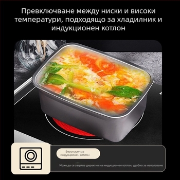 Стоманена кутия за храна със запечатващ капак, кутия за съхранение и разпределяне на порции, за походи и пикници