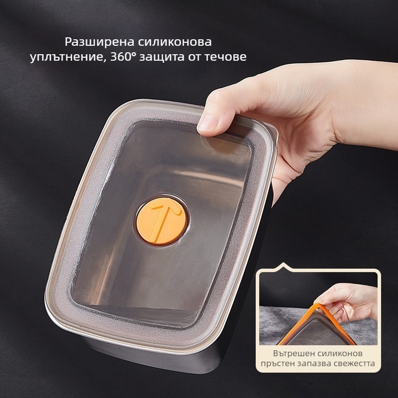 Стоманена кутия за храна със запечатващ капак, кутия за съхранение и разпределяне на порции, за походи и пикници