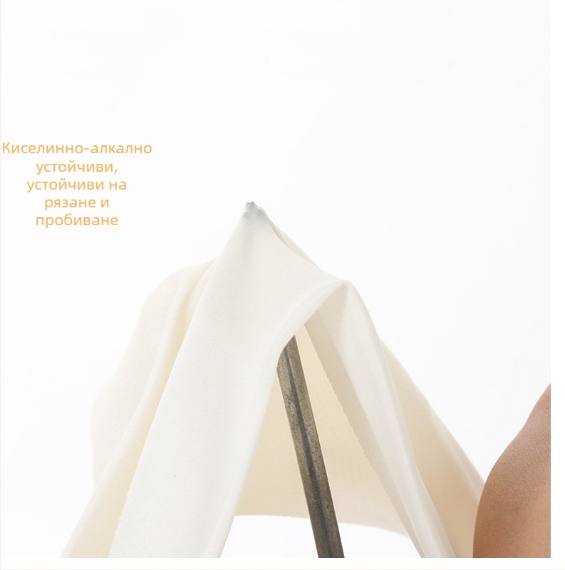 Нитрилови гланцирани ръкавици Snow Lotus, 32 см, издръжливи, модел 628, за миене на съдове, домашно и индустриално почистване, водоустойчиви, млечно-бели.