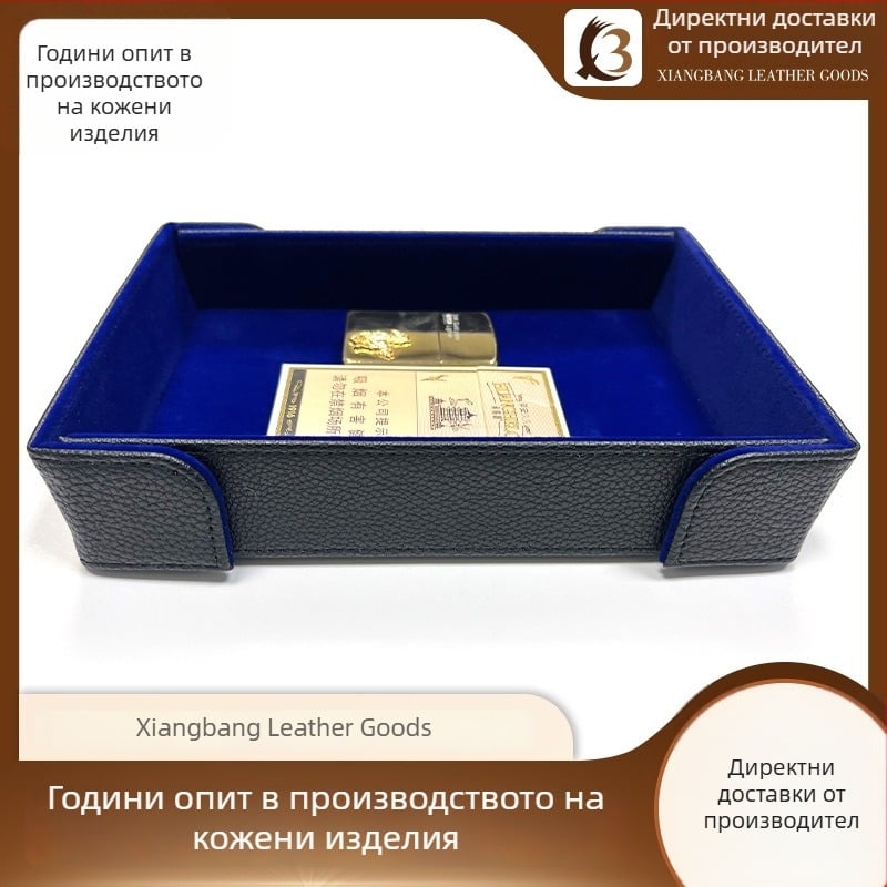Персонализирана PU кожена входна настолна кутия за съхранение и тава за игра със зарове, четириъгълна сгъваема тава, минималистично домашно съхранение