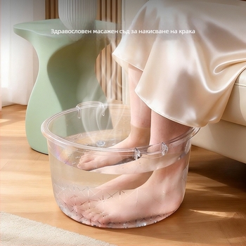 Домашна ваничка за масаж на крака с Wellness ефект, повишена височина и дълбочина, удебелена и прозрачна, голям басейн за крака и прасци