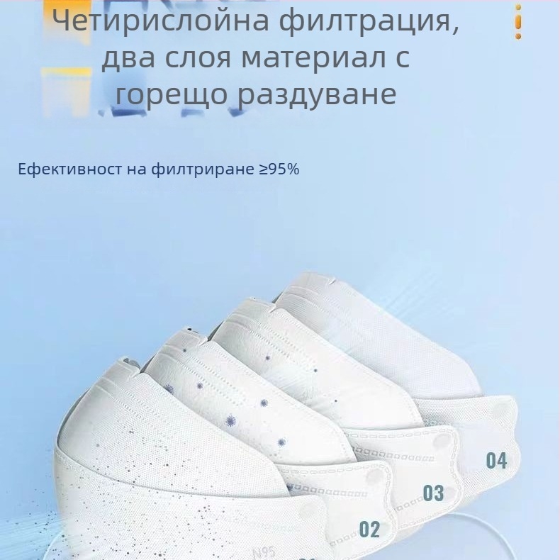 Еднократна медицинска защитна маска N95, триизмерна маска с рибоподобен дизайн за деца и възрастни
