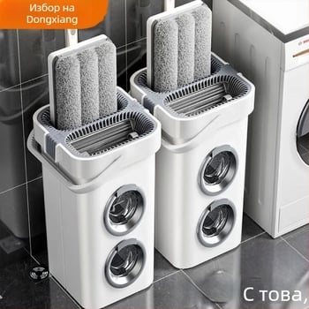 Удебелен плосък моп с увеличен размер и система за самопочистване за дома и офиса
