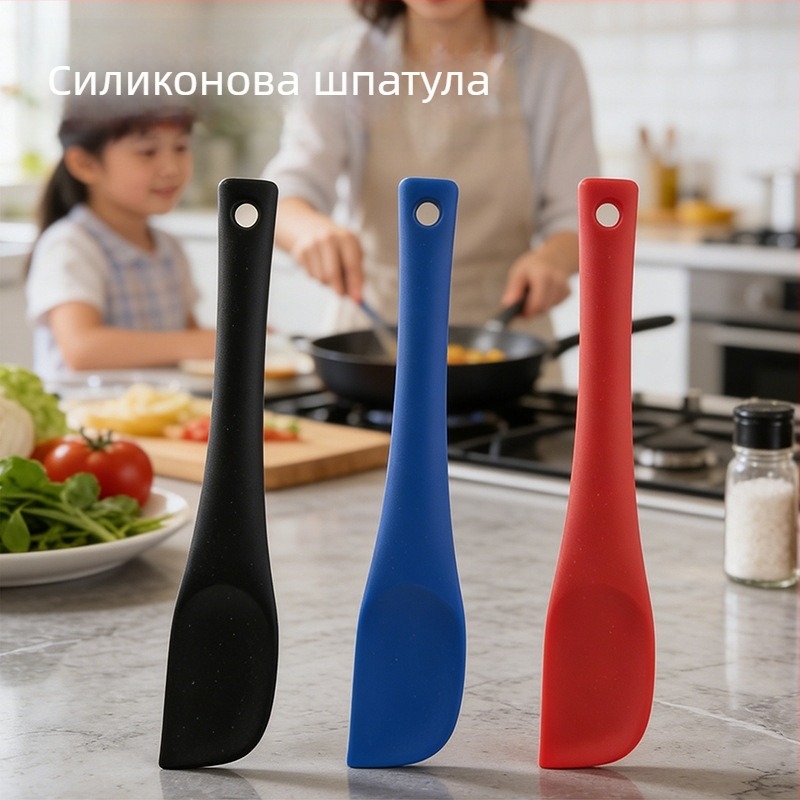Интегрирана силиконова шпатула за кухнята – за печене и разбъркване на крем за торти, устойчива на високи температури