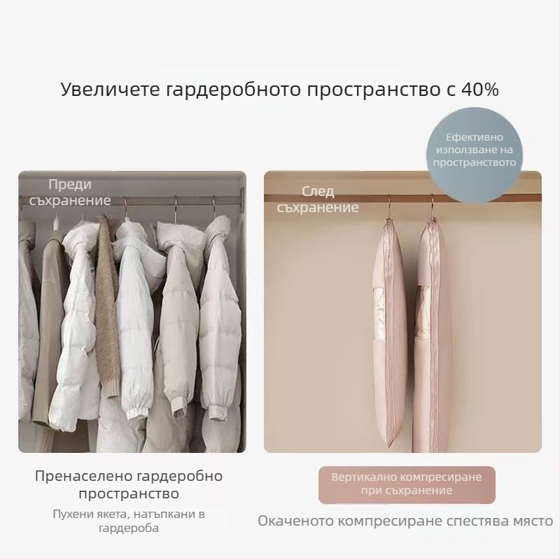 Чанта за съхранение на пухено яке – плътна влагозащита и прахозащита за сезонно облекло