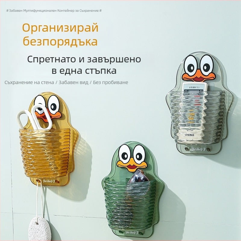 Стенно висяща кошница за съхранение, без пробиване, за дневна, баня и кухня, дренажна поставка за палочки за хранене