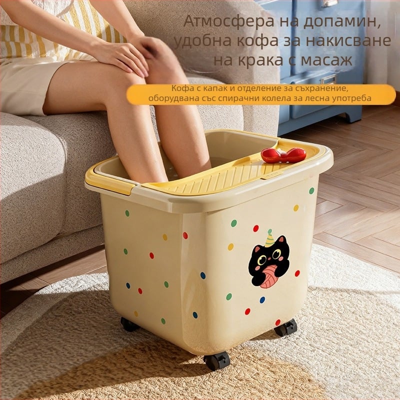 Ваничка за крака с колела, голям капацитет, серия с точкова шарка, за домашна употреба, 2025 модел