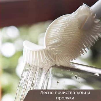 Силиконова четка за чаши с дълга дръжка – за почистване на чаши, бутилки и стъклени съдове