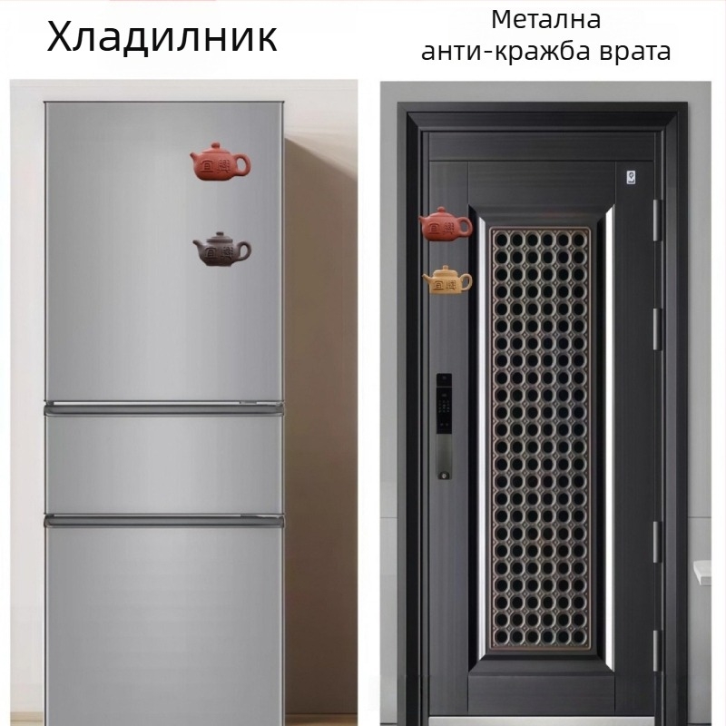 Чайник от Yixing лилава глина, магнит за хладилник с магнитна задна част – творчески декоративен аксесоар за чай