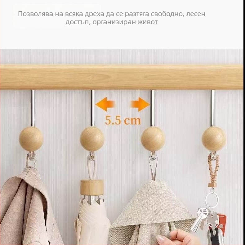 Сгъваема стенна закачалка без пробиване, здрава за дрехи, шапки и чанти – спалня/общежитие