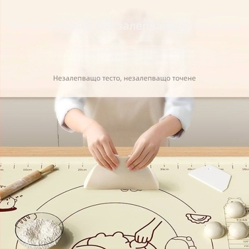 Силиконов мат за месене, хранителен клас, удебелен и нехлъзгащ се за разточване на тесто, кухненски инструмент за печене