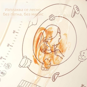Силиконов мат за месене, хранителен клас, удебелен и нехлъзгащ се за разточване на тесто, кухненски инструмент за печене