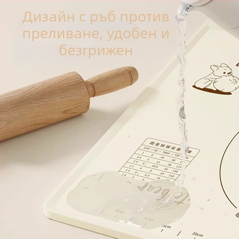 Силиконов мат за месене, хранителен клас, удебелен и нехлъзгащ се за разточване на тесто, кухненски инструмент за печене