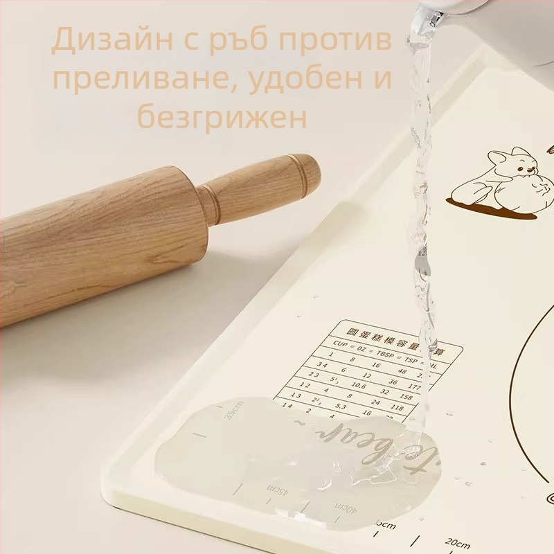 Силиконов мат за месене, хранителен клас, удебелен и нехлъзгащ се за разточване на тесто, кухненски инструмент за печене