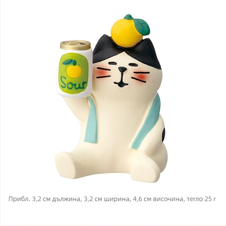 Котка в японски стил с юзу — декоративно изделие от смола за домашен декор