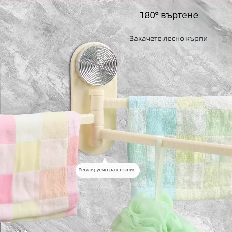 Стенно монтиран кухненски рафт за кърпи и съдове с вакуумни чашки, въртящ се многореден дренажен рафт