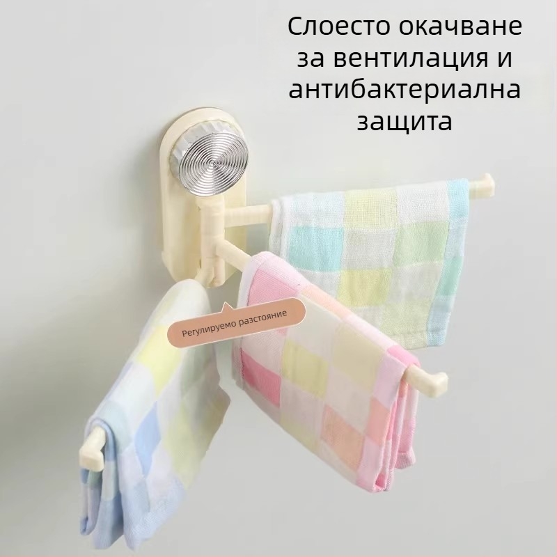 Стенно монтиран кухненски рафт за кърпи и съдове с вакуумни чашки, въртящ се многореден дренажен рафт