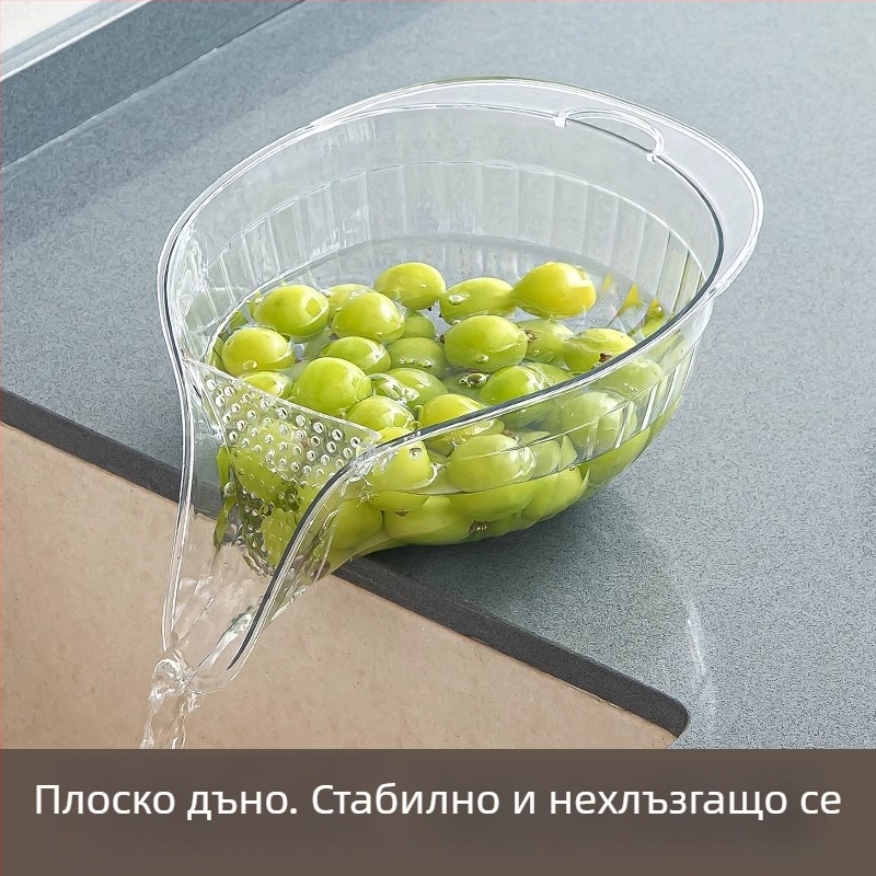 Кухненска кошница за миене на зеленчуци с вграден дренаж, мултифункционално сито за ориз
